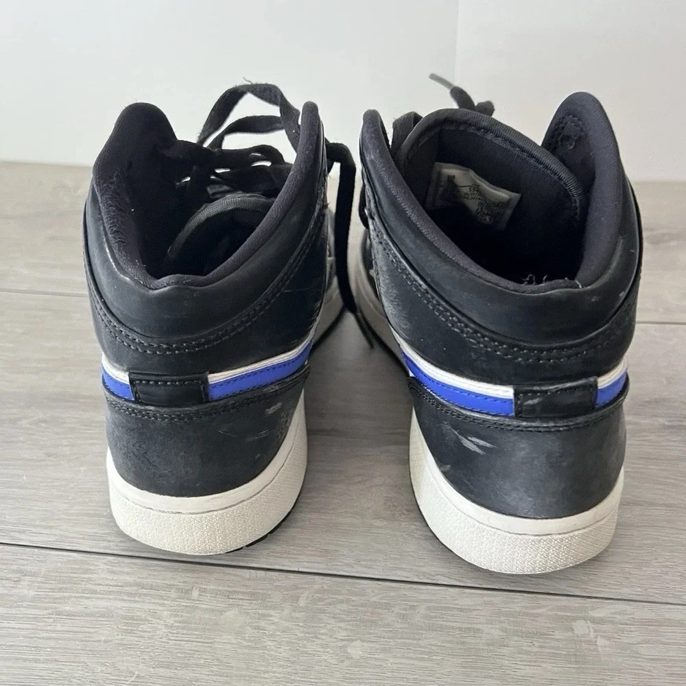Nike Air Jordan 1 Mid GS White Blue Black Sneakers Size 7Y 554725-084